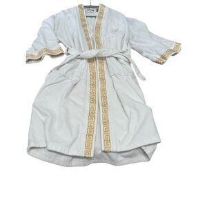 Vintage Caesars Palace Hotel Belted Cotton Bath Spa Robe Gold OS Unisex White